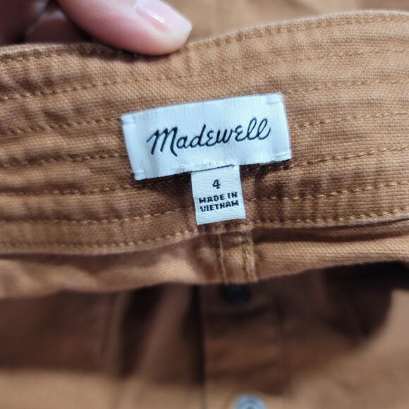 Madewell Camel Cutoff Snap Front Mini Skirt Size 4 - Picture 7 of 9